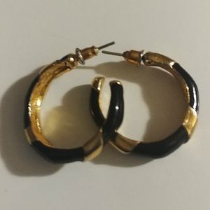 Black and Gold Tone Earrings